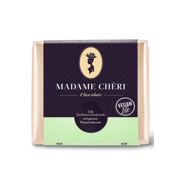 Madame Chêri  Zartbitter-Schokolade mit ganzen Pistazienkernen